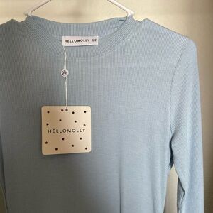 Hello Molly Light Blue Ribbed Top